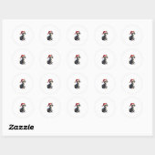 Kerst Kat Tuxedo zwarte kat xmas lichten kat c Ronde Sticker (Vel)
