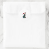 Kerst Kat Tuxedo zwarte kat xmas lichten kat c Ronde Sticker (Tas)