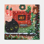 Kerst Kat Uil Creationarts Magneet (Voorkant)