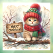 Kerst Kat venster Cling Raamsticker (Vel 3)