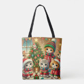 Kerst Kat vieren Tote Bag (Achterkant)
