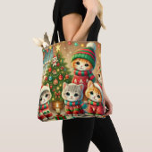 Kerst Kat vieren Tote Bag (Dichtbij)