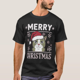 Kerst Kat Vrolijk Kerstfeest T-shirt
