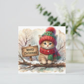 Kerst Kat Wenskaart (Staand voorkant)