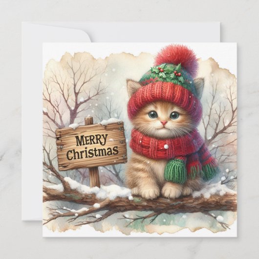 Kerst Kat Wenskaart (Voorkant)