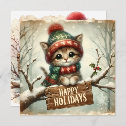 Kerst Kat Wenskaart (Voorkant / Achterkant)