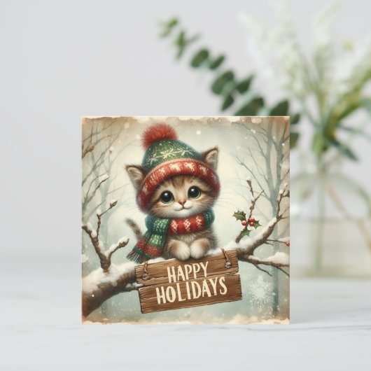 Kerst Kat Wenskaart (Staand voorkant)