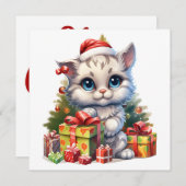 Kerst Kat Wenskaart Feestdagenkaart (Voorkant / Achterkant)