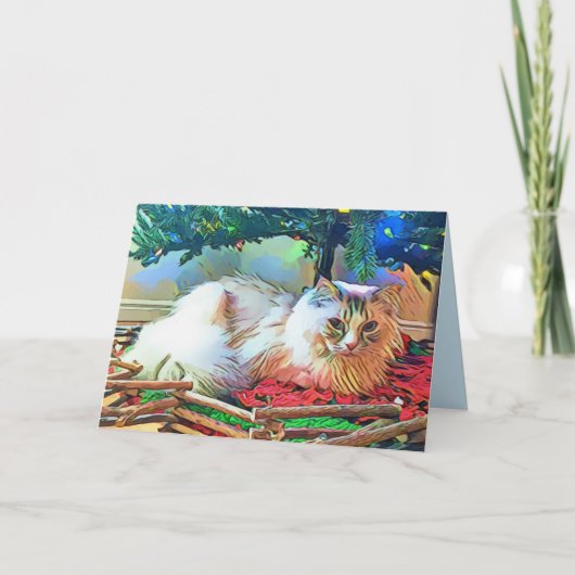 kerst kat wenskaart kaart (Voorkant)