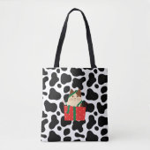 Kerst Kat Zwart-wit Patroon Vierkant Tote Bag (Voorkant)