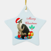 Kerst katje, engeltje & cadeaus keramisch ornament (Achterkant)