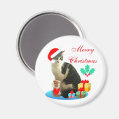 Kerst katje, engeltje & cadeaus magneet (Voorkant / Achterkant)