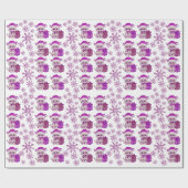 Kerst kat's paarse inpakpapier (Vlak)