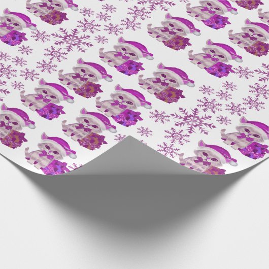 Kerst kat's paarse inpakpapier (Hoek)