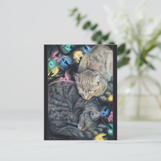 Kerst Katten Briefkaart (Staand voorkant)
