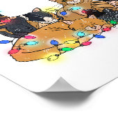 Kerst Katten en Kippen Illustratie Poster (Hoek)