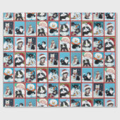 Kerst Katten en Sneeuwmannen Cadeaupapier (Vlak)