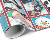 Kerst Katten en Sneeuwmannen Cadeaupapier (Rol Hoek)