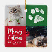 Kerst Katten Foto Paw Print Ornament (Achterkant)