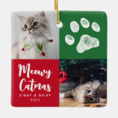 Kerst Katten Foto Paw Print Ornament (Voorkant)