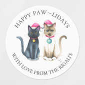 Kerst Katten Gepersonaliseerde Gift Wrapping Label (Design 1)