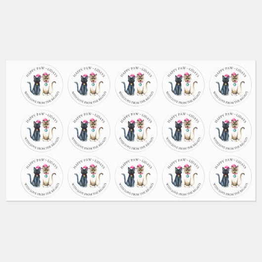 Kerst Katten Gepersonaliseerde Gift Wrapping Label (Vel)