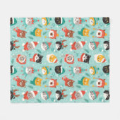 Kerst Katten In Vakantie Truien Patroon Fleece Deken (Voorkant (Horizontaal))