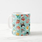 Kerst Katten In Vakantie Truien Patroon Koffiemok (Voorkant links)