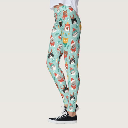 Kerst Katten In Vakantie Truien Patroon Leggings (Links)