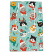 Kerst Katten In Vakantie Truien Patroon Medium Cadeauzakje (Voorkant)