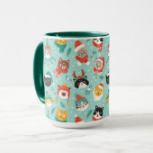 Kerst Katten In Vakantie Truien Patroon Mok (Voorkant links)