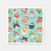 Kerst Katten In Vakantie Truien Patroon Servet (Voorkant)