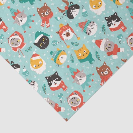 Kerst Katten In Vakantie Truien Patroon Tissuepapier (Detail)