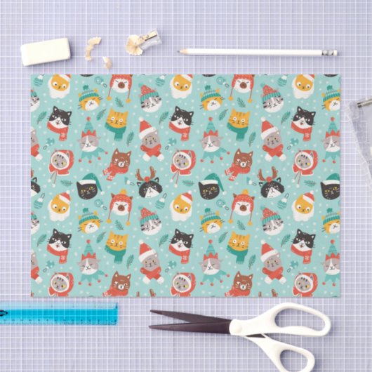 Kerst Katten In Vakantie Truien Patroon Tissuepapier (Craft)