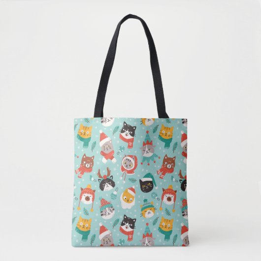 Kerst Katten In Vakantie Truien Patroon Tote Bag (Voorkant)