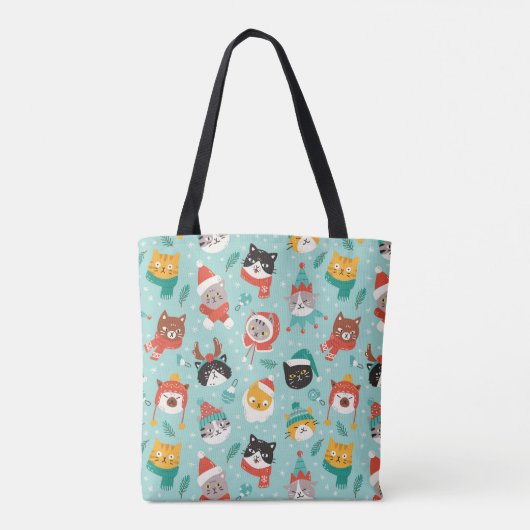 Kerst Katten In Vakantie Truien Patroon Tote Bag (Achterkant)