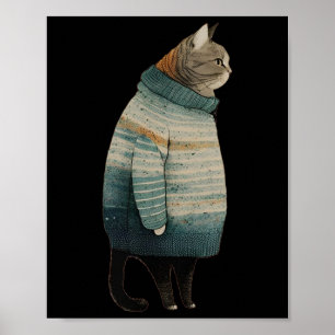 Kerst Katten Leuk Kitten Diervet Grijs Kat In Poster