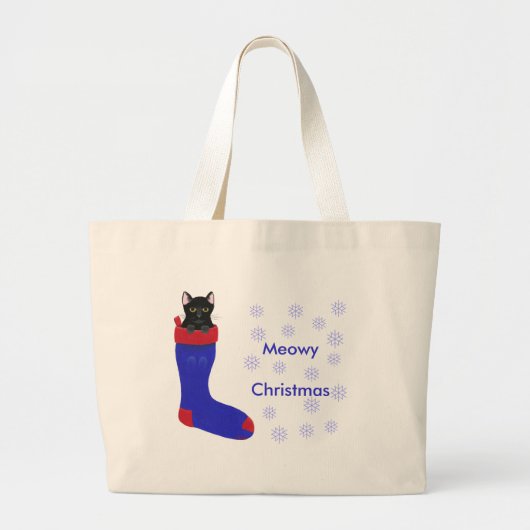 Kerst Katten, Meowy Kersttassen Grote Tote Bag (Voorkant)