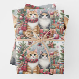 Kerst katten papier inpakpapier vel