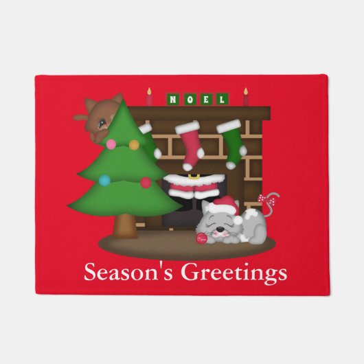 Kerst Katten Vakantie leuke deurmat (Voorkant)
