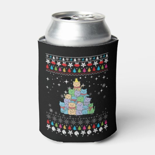 Kerst Kattenboom Lelijke Kerst Blikjeskoeler (Blikje Voorkant)