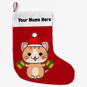 Kerst Kattenkatje Met Oranje Tabby Vacht Kleine Kerstsok