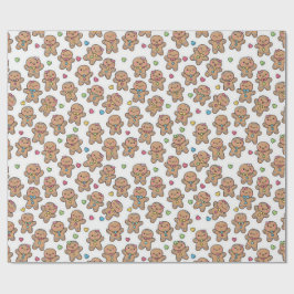 Kerst Kawaii Peperkoekmannen Inpakpapier
