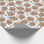 Kerst Kawaii Peperkoekmannen Inpakpapier (Hoek)