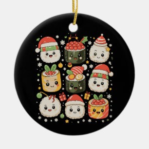 Kerst Kawaii Sushi Kerstman Japans Eten Xmas Keramisch Ornament