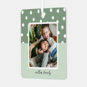 Kerst Keepsake Foto en Polka Dots Metalen Ornament (Voorkant links)