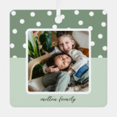 Kerst Keepsake Foto en Polka Dots Metalen Ornament (Voorkant)