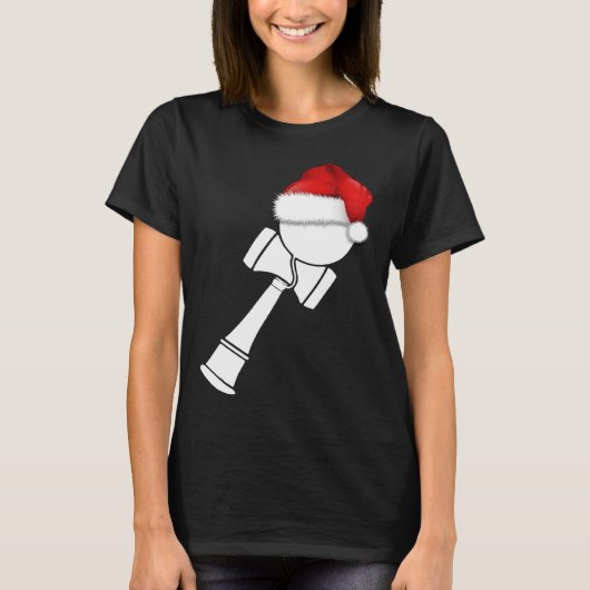 Kerst Kendama met Santa Hat Wit T-shirt (Voorkant)