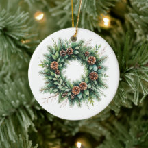 Kerst Keramisch Ornament met Pinecone Krans