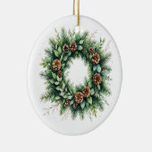 Kerst Keramisch Ornament met Pinecone Krans (Rechts)